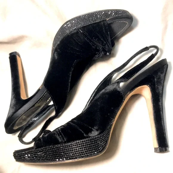 Rene Caovilla open toe rhinestone heels, Sz 9 (40) - Picture 8 of 9